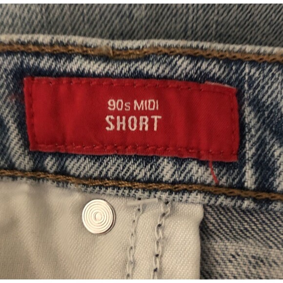 Lucky Brand 90s Midi Denim Shorts Womens 14/32 High Rise Distressed Cutoff NEW - Picture 12 of 14